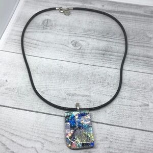Artisan dichroic art glass pendant Monet necklace